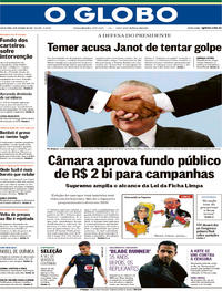 Capa do jornal O Globo 05/10/2017