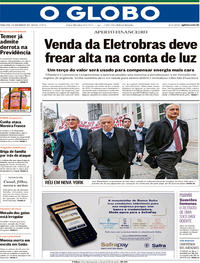 Capa do jornal O Globo 07/11/2017