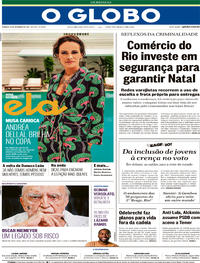 Capa do jornal O Globo 10/12/2017