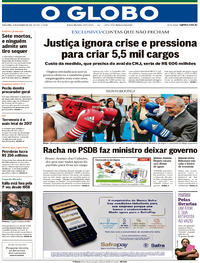 Capa do jornal O Globo 14/11/2017