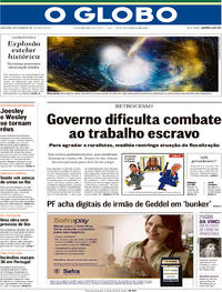 Capa do jornal O Globo 17/10/2017