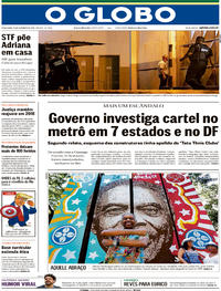 Capa do jornal O Globo 19/12/2017