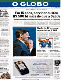 Capa do jornal O Globo 21/11/2017