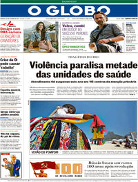 Capa do jornal O Globo 22/10/2017