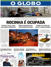 Capa do jornal O Globo 23/09/2017