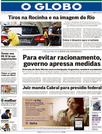 Capa do jornal O Globo 24/10/2017