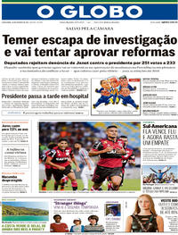 Capa do jornal O Globo 26/10/2017