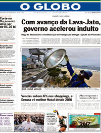Capa do jornal O Globo 27/12/2017