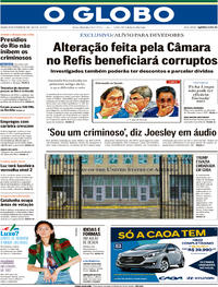 Capa do jornal O Globo 30/09/2017