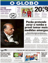 Capa do jornal O Globo 30/12/2017