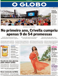 Capa do jornal O Globo 31/12/2017