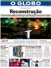 Capa do jornal O Globo 01/01/2018