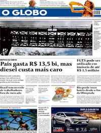 Capa do jornal O Globo 01/08/2018