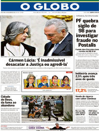 Capa do jornal O Globo 02/02/2018