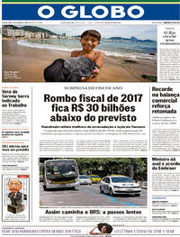Capa do jornal O Globo 03/01/2018