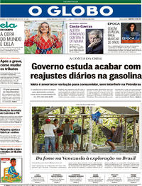 Capa do jornal O Globo 03/06/2018
