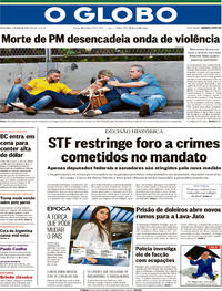 Capa do jornal O Globo 04/05/2018