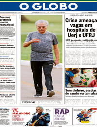 Capa do jornal O Globo 05/01/2018