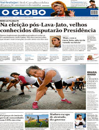 Capa do jornal O Globo 05/08/2018