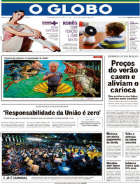 Capa do jornal O Globo 06/01/2018