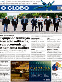 Capa do jornal O Globo 06/11/2018