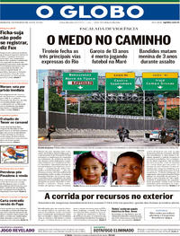 Capa do jornal O Globo 07/02/2018