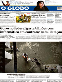 Capa do jornal O Globo 08/08/2018