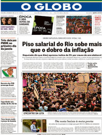Capa do jornal O Globo 09/03/2018
