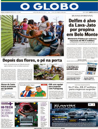 Capa do jornal O Globo 10/03/2018