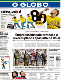 Capa do jornal O Globo 10/06/2018