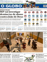 Capa do jornal O Globo 10/12/2018