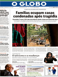 Capa do jornal O Globo 11/01/2018
