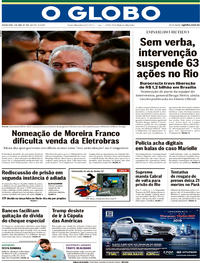 Capa do jornal O Globo 11/04/2018