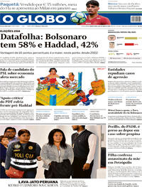 Capa do jornal O Globo 11/10/2018