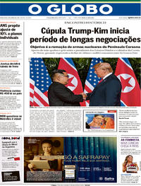 Capa do jornal O Globo 12/06/2018