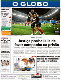 Capa do jornal O Globo 12/07/2018
