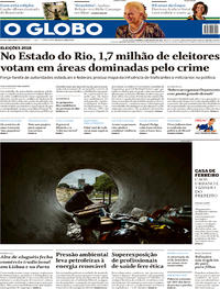Capa do jornal O Globo 12/08/2018