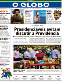 Capa do jornal O Globo 13/05/2018