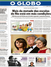 Capa do jornal O Globo 13/07/2018