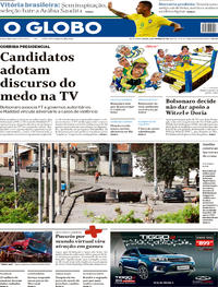 Capa do jornal O Globo 13/10/2018