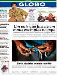 Capa do jornal O Globo 14/01/2018