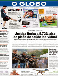 Capa do jornal O Globo 14/06/2018