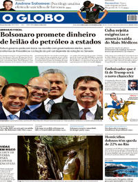 Capa do jornal O Globo 15/11/2018