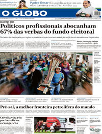 Capa do jornal O Globo 16/09/2018