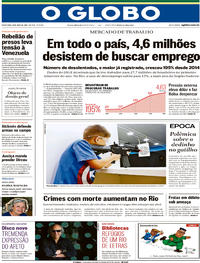Capa do jornal O Globo 18/05/2018