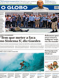 Capa do jornal O Globo 18/12/2018