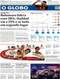Capa do jornal O Globo 19/09/2018