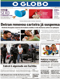 Capa do jornal O Globo 20/01/2018