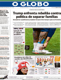 Capa do jornal O Globo 20/06/2018