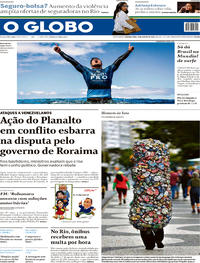 Capa do jornal O Globo 20/08/2018